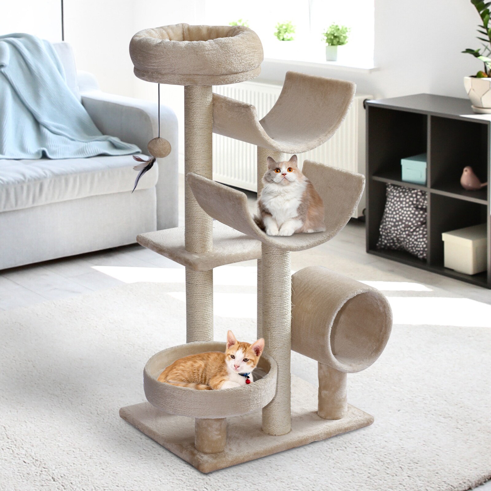 PawHut Katzen Kletterbaum beige 50 x 40 x 105 cm (LxBxH)