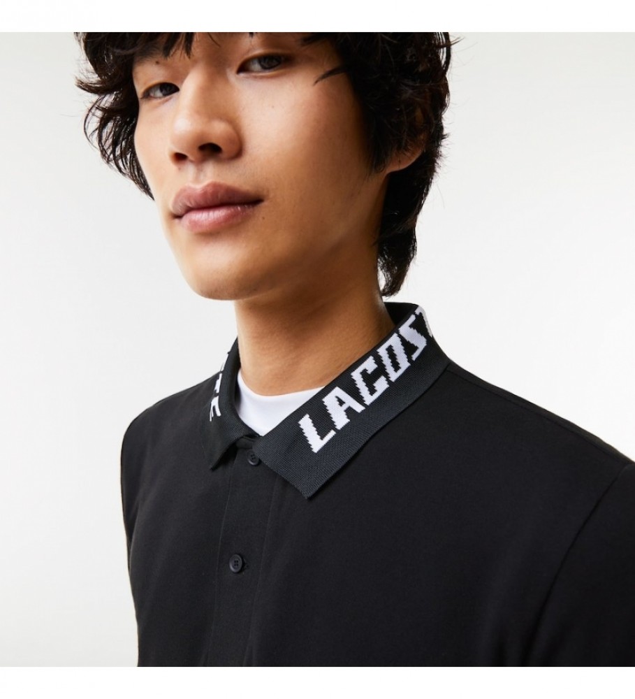Camisa polo Lacoste Slim Fit em piqué elástico preto