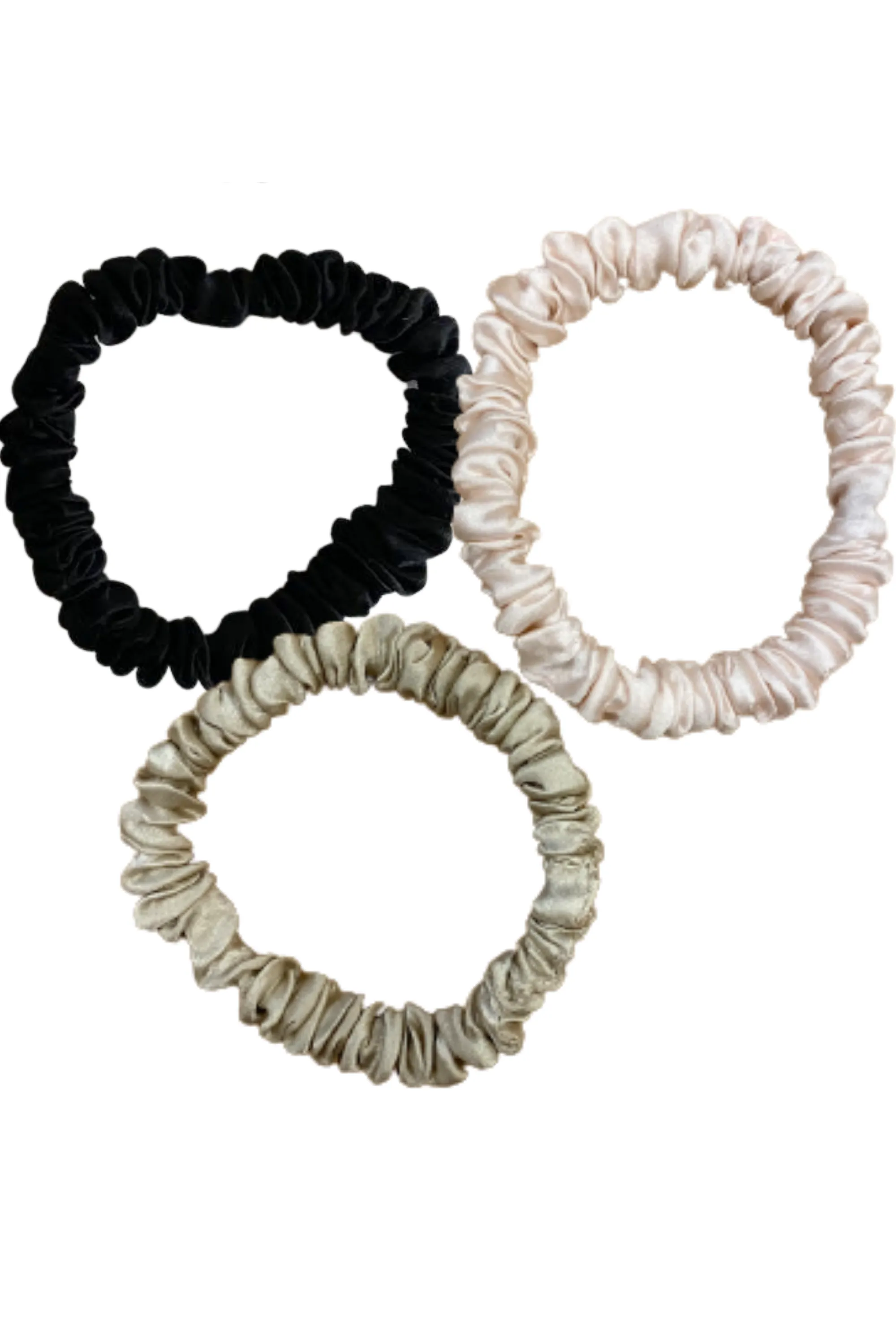 Chill Silk Trio de chouchous noir, sand et blush Tiny