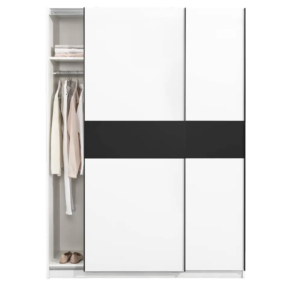 Schuifdeurkast Genua - wit/antraciet - 204x150x60 cm