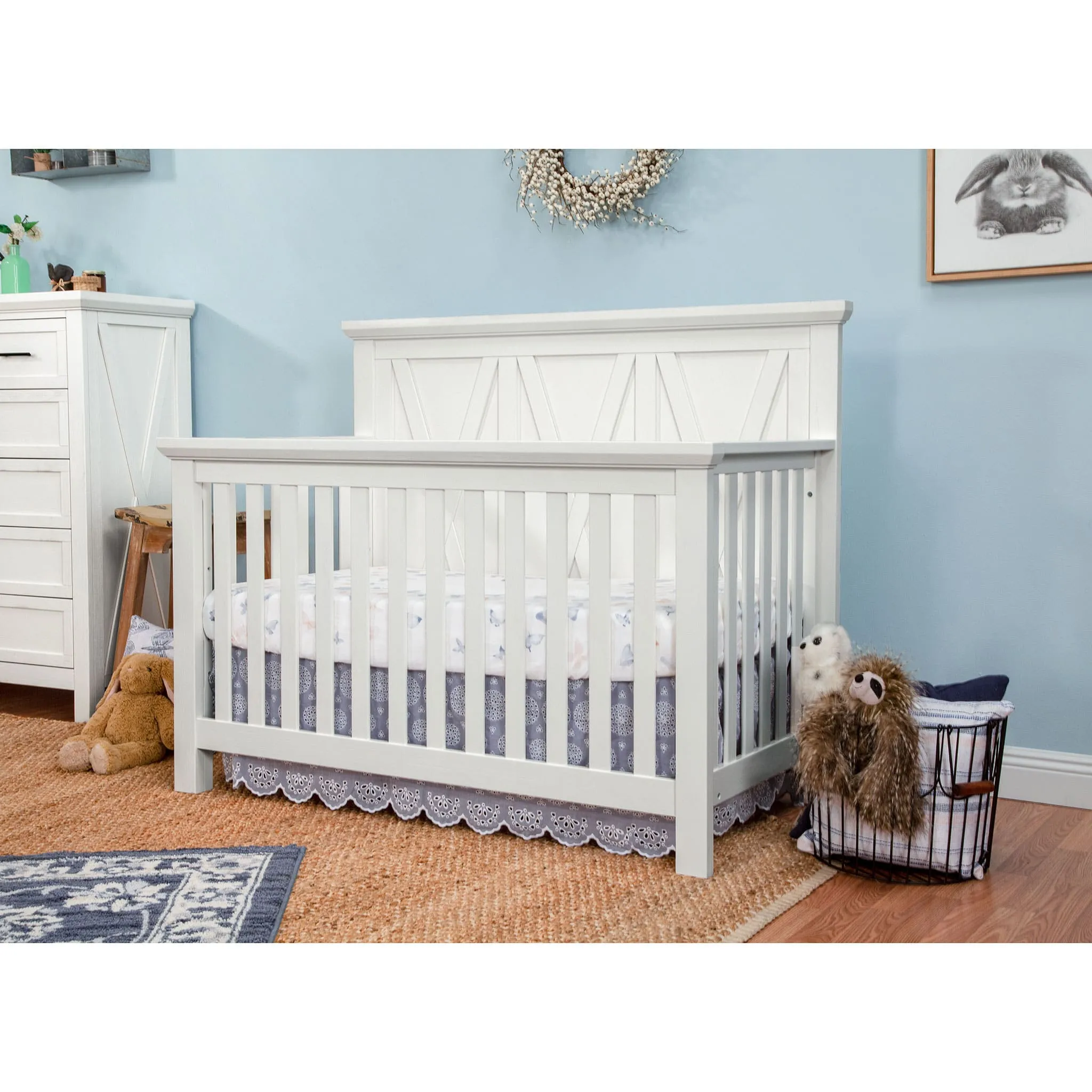 Million Dollar Baby Couchette Évolutive 3 en 1 Emory Farmhouse - Blanc Lin