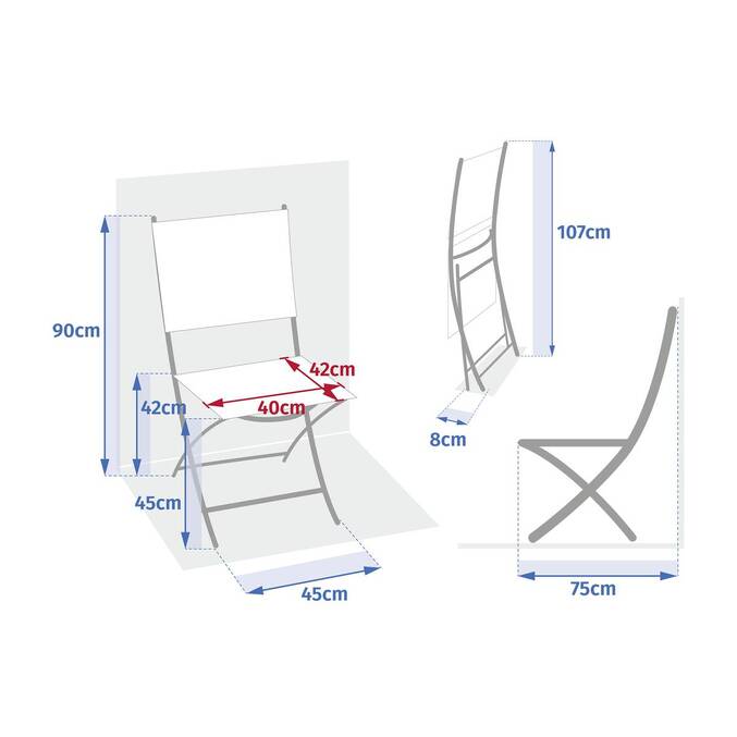 Lot de 4 chaises de jardin pliantes ESSENTIA Lin & Vert laurier