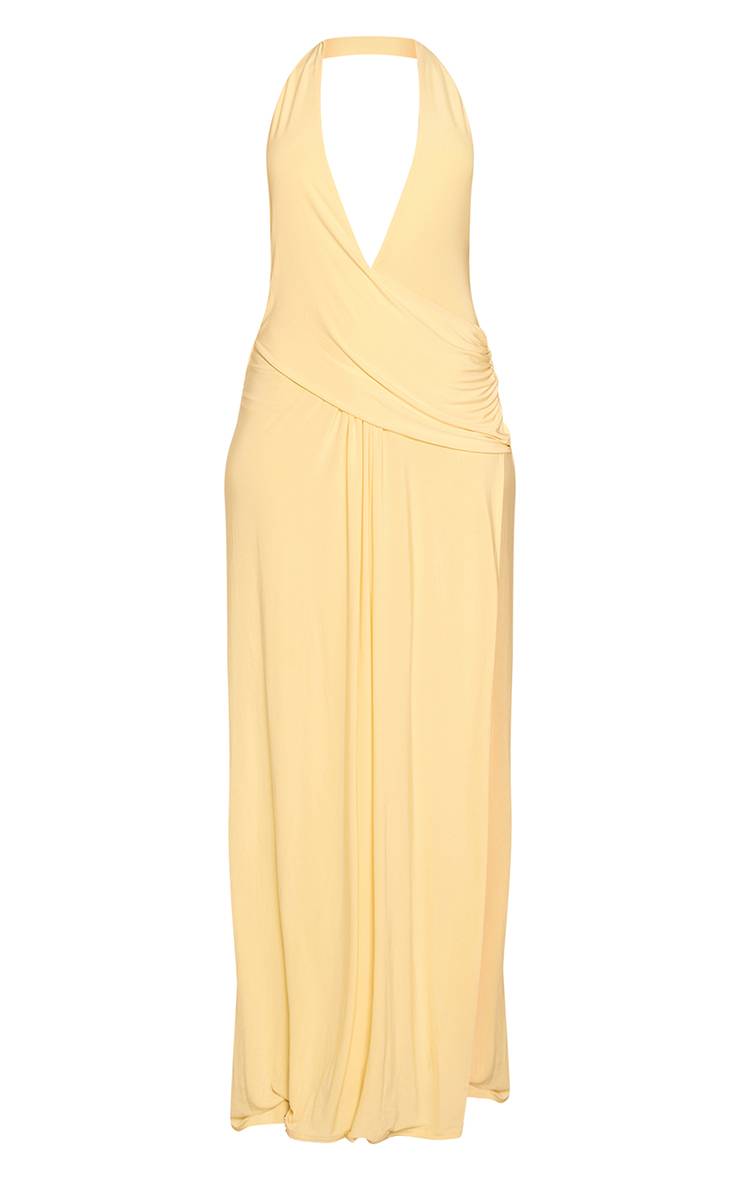 Citron Robe Maxi Drapée En Jersey Slinky Double Épaisseur