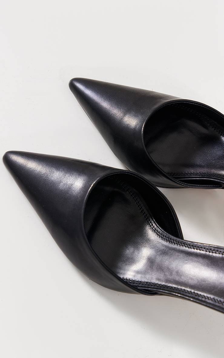 Noir Mules À Bout Pointu Et Petit Talon En Synthétiquecuir