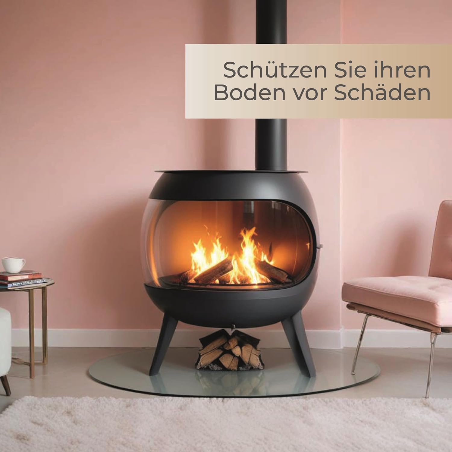 Funkenschutzplatte Glas Rundbogen 120x100cm – Glasplatte für Kaminofen - Kaminglas Zunge mit Dichtlippe - 8mm ESG Kamin Glasplatte mit Facettenschliff – Kaminschutz Feuerplatte für Kaminofen