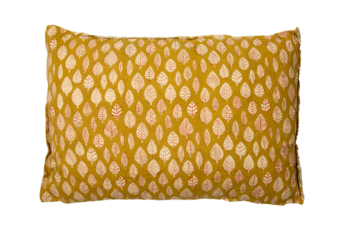 Kussen katoen Blockprint 60x40 cm Kussen Cala Llonga mustard 60x40 cm