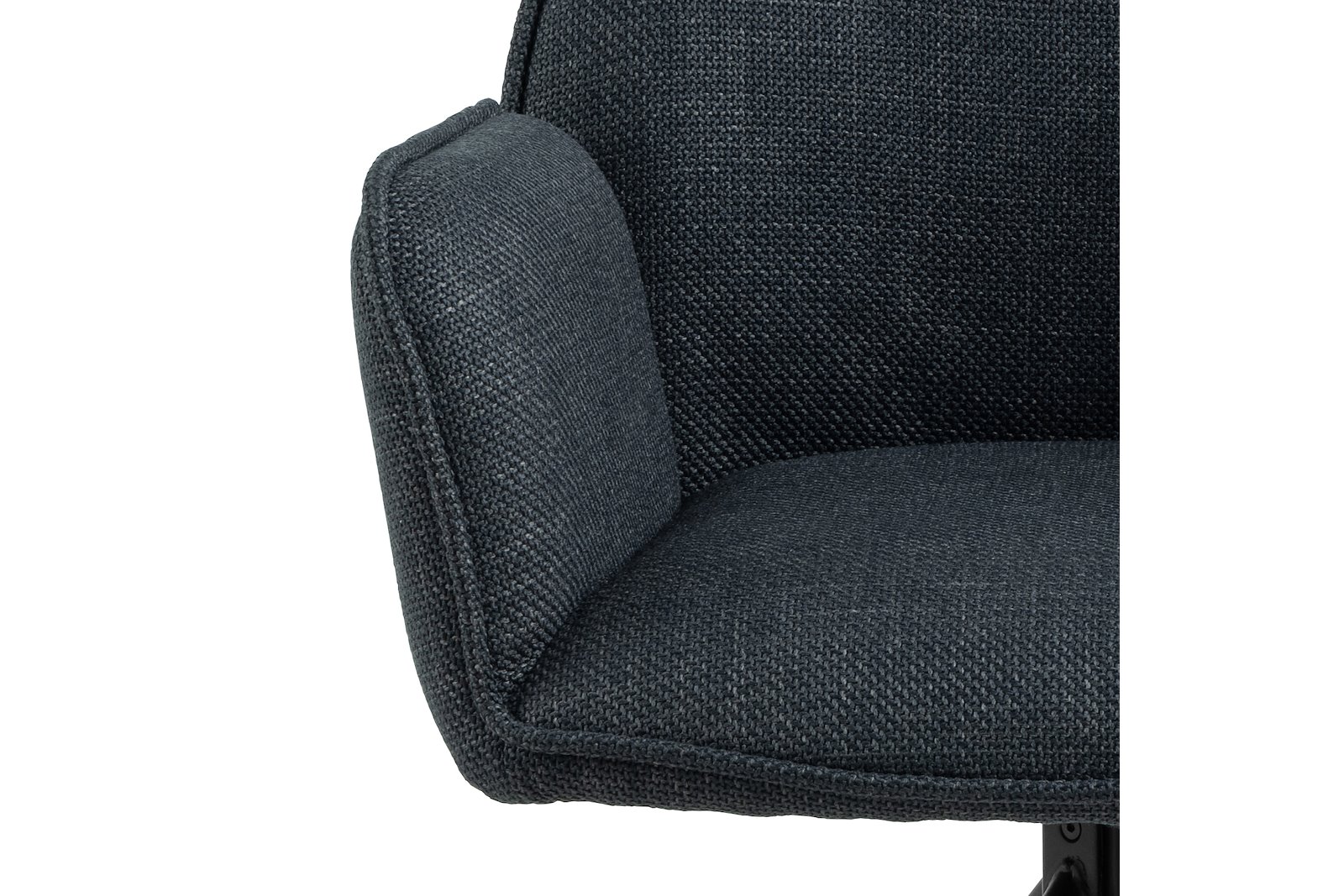 Glenda spisestol med arm Tekstil Basel 16 Anthracite med sortlakkert stålben