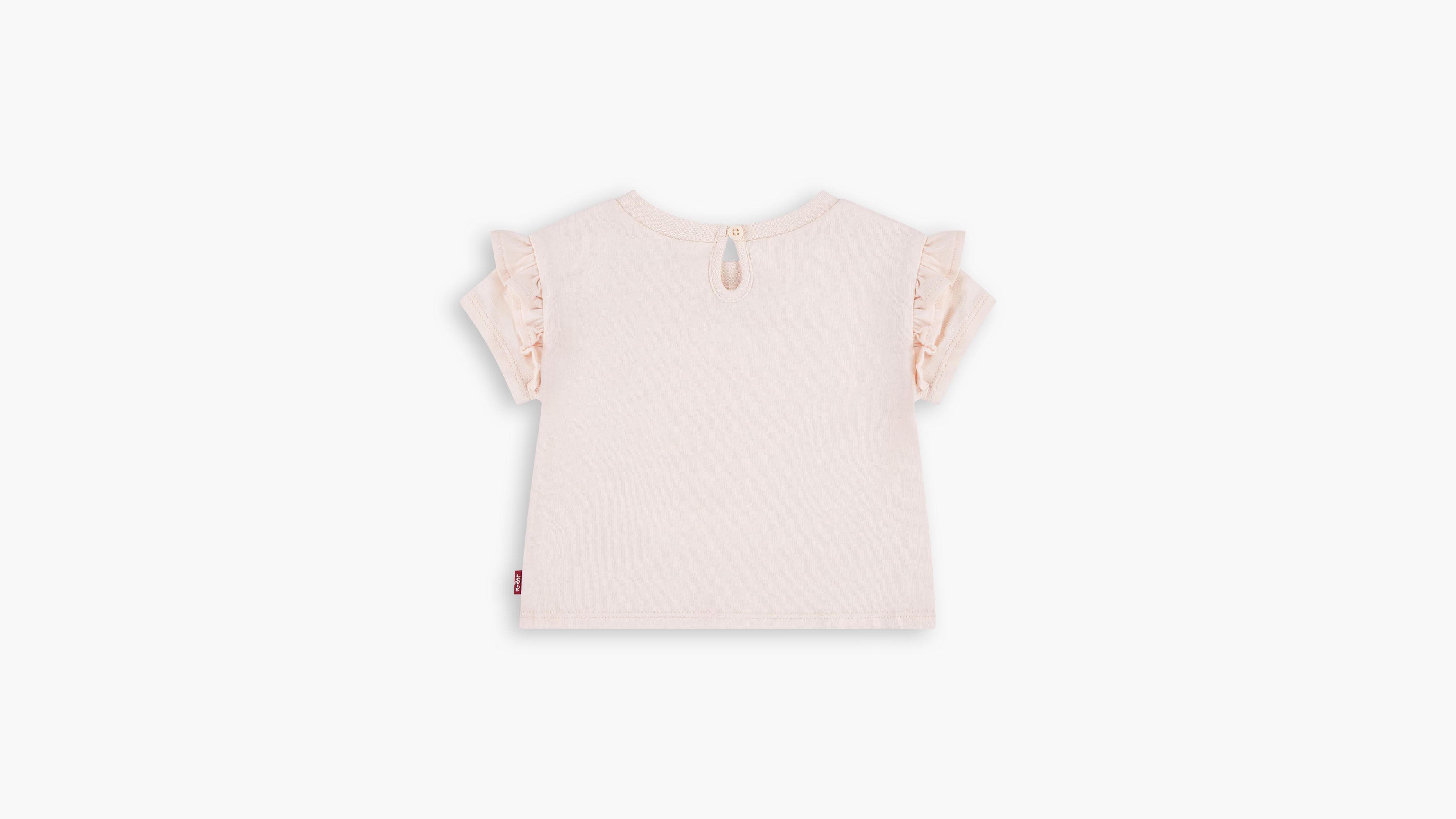 Bébé t-shirt Hibiscus volant sur l’épaule - Pale Peach - Orange