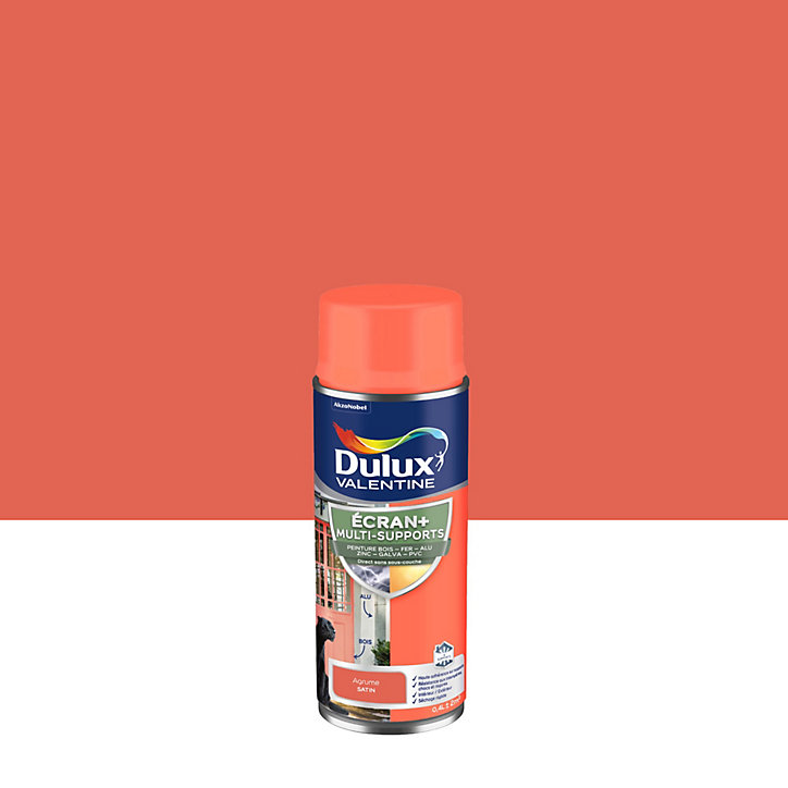 Peinture extérieure aérosol e multi-supports Ecran+ Dulux Valentine satin agrume 400ml