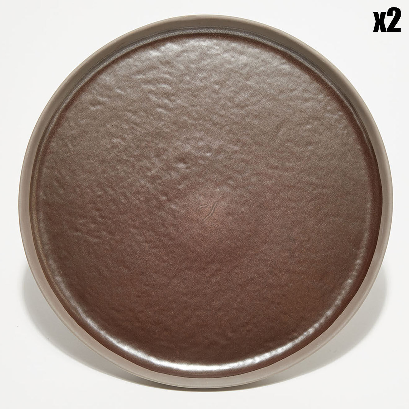 Pomax 2 Assiettes en Grès Porcelino Stellar bronze - D.33 cm