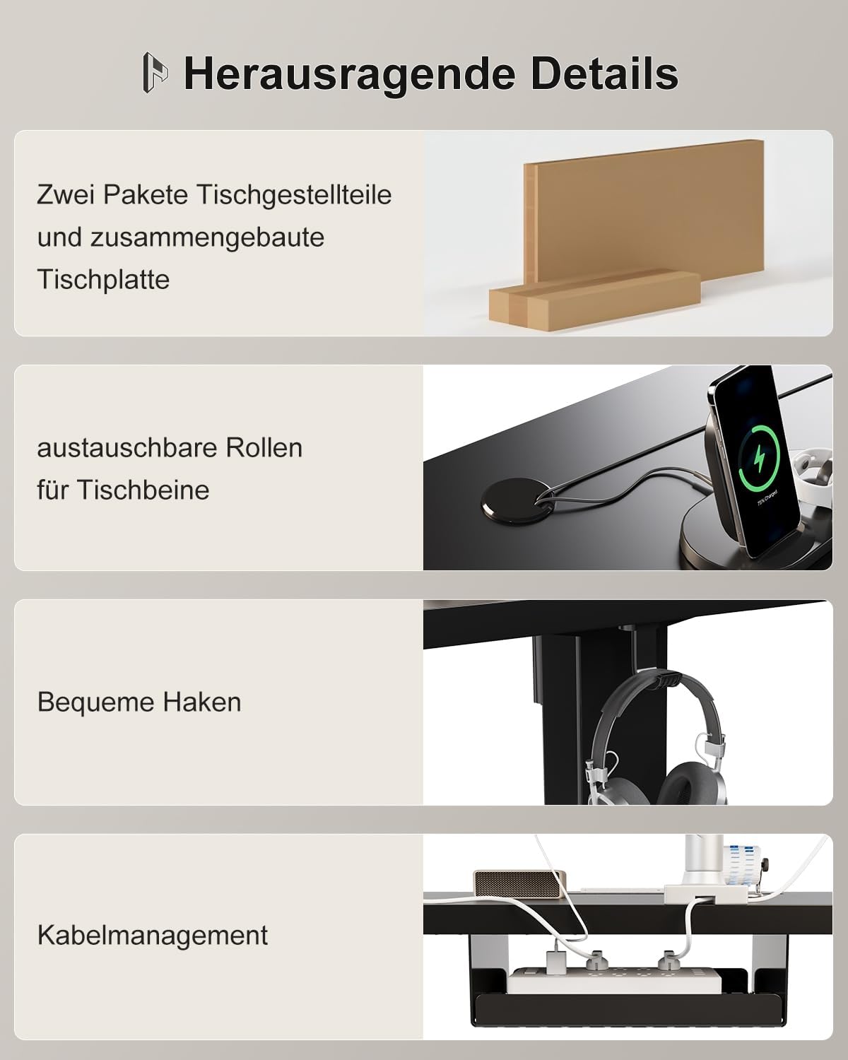 Homall Höhenverstellbarer Schreibtisch 180x80cm mit USB-A Ladeanschluss, Elektrischer Schreibtisch mit Kabel Management Tray, Standing Desk mit 3 Memory Funktion, Computertisch Schwarz