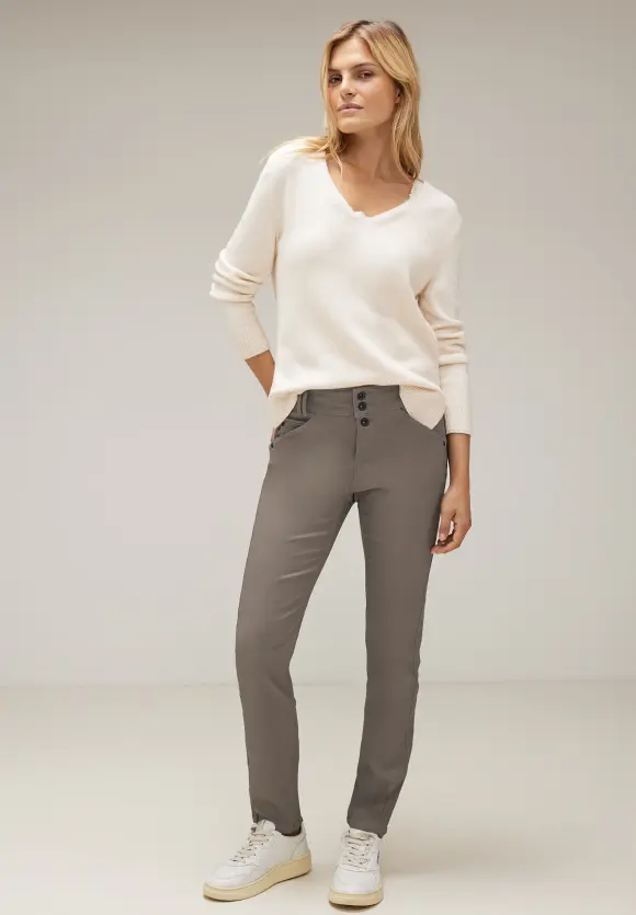 Coating Slim Fit Hose - shiny sandy mocca