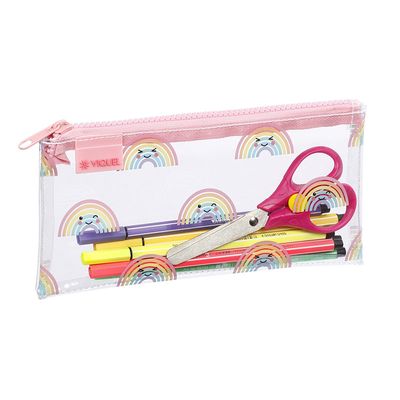 Trousse plate Baby Kawaii - 1 compartiment - 2 modèles disponibles : requin ou rainbow - Viquel