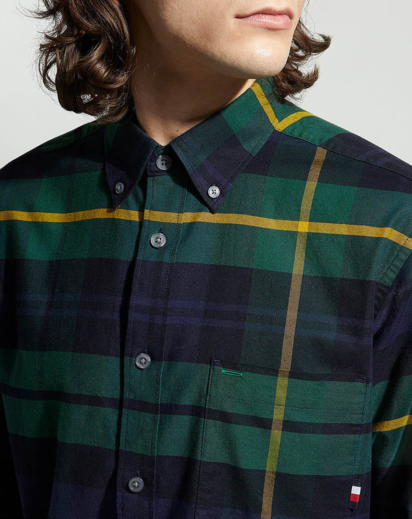 Tommy Hilfiger Chemise ajustée Blown Up tartan vert/bleu