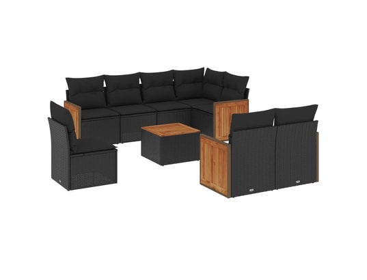 VIDAXL - Salon extérieur Salon de jardin 9 pcs avec coussins noir résine tressée
