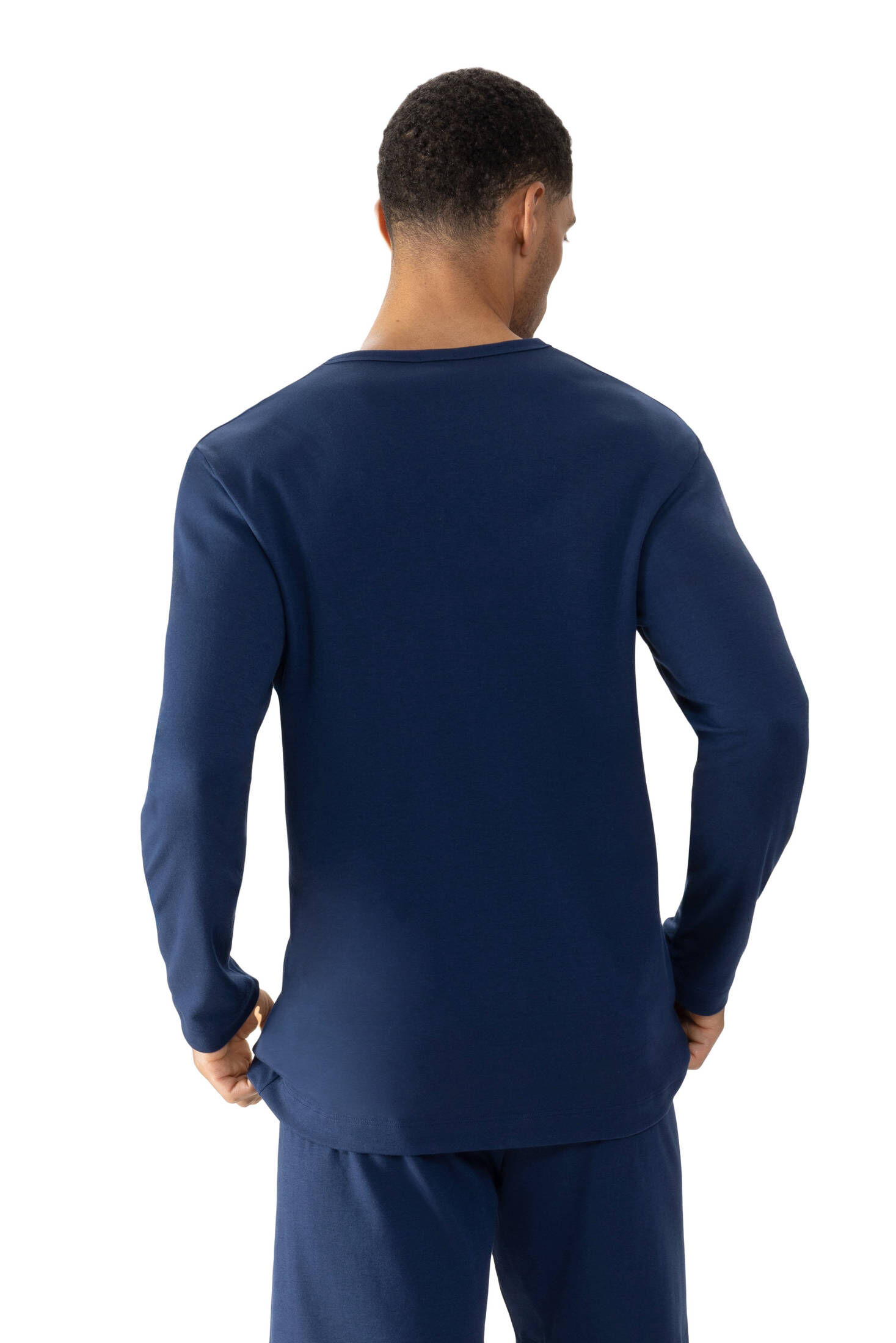 mey| Herren Langarm-T-Shirt Serie Solid Night