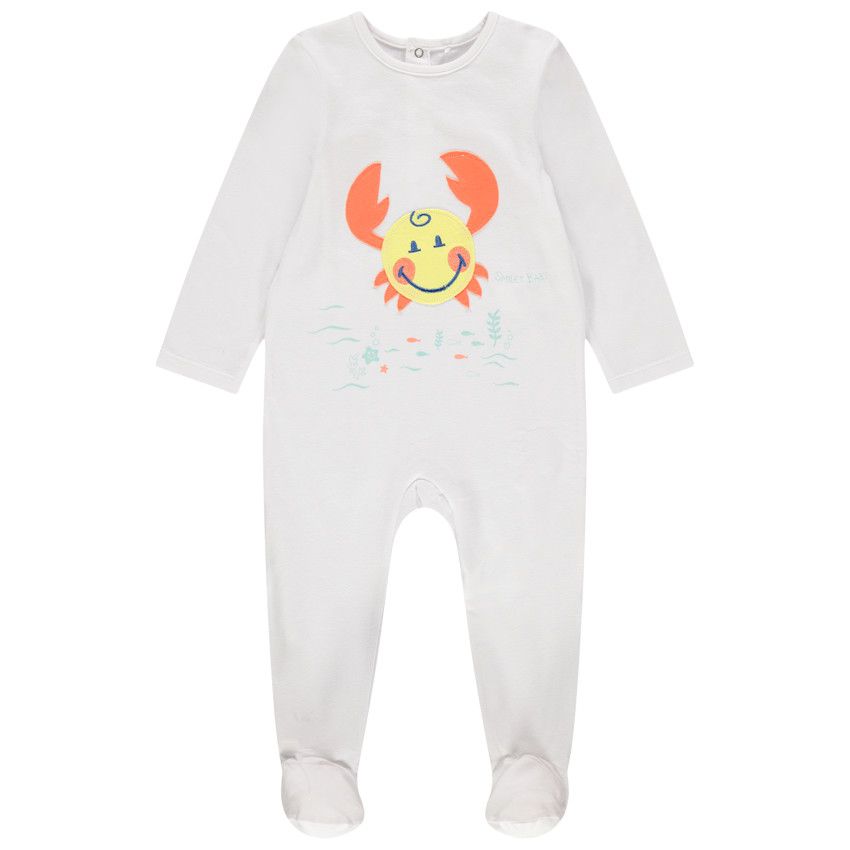 Dors-bien en coton bio motif crabe - Blanc
