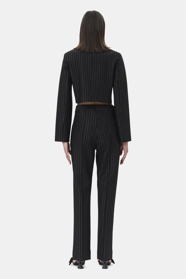 Ganni Compact Stripe Jersey Short Blazer Black