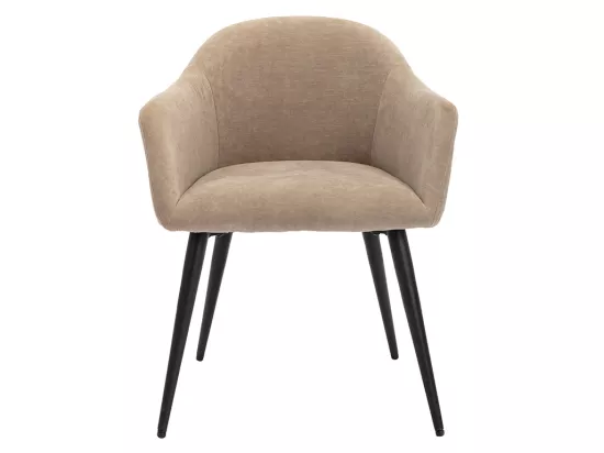 Lot de 2 chaises BIBO - avec accoudoirs - Effet velours & métal - Beige