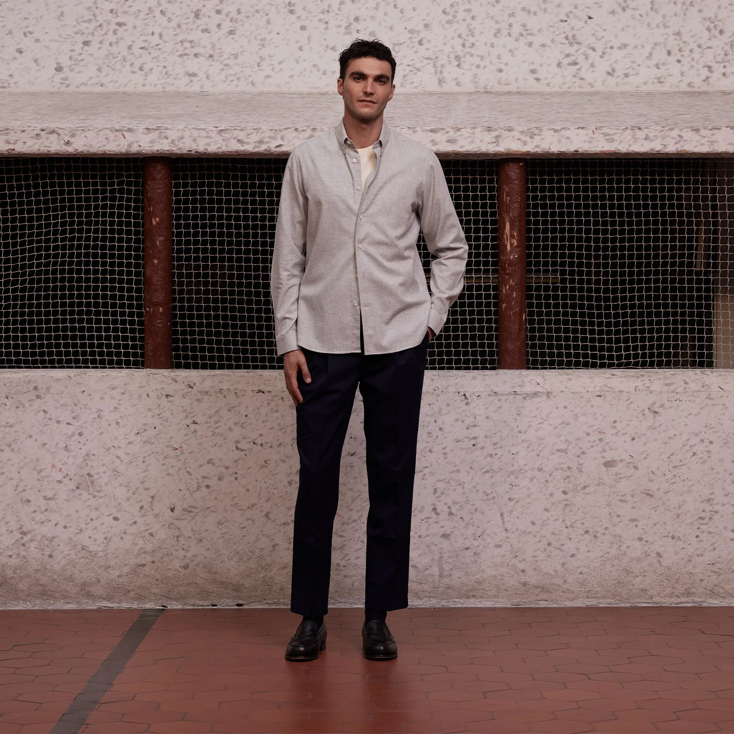 Light gray flannel shirt