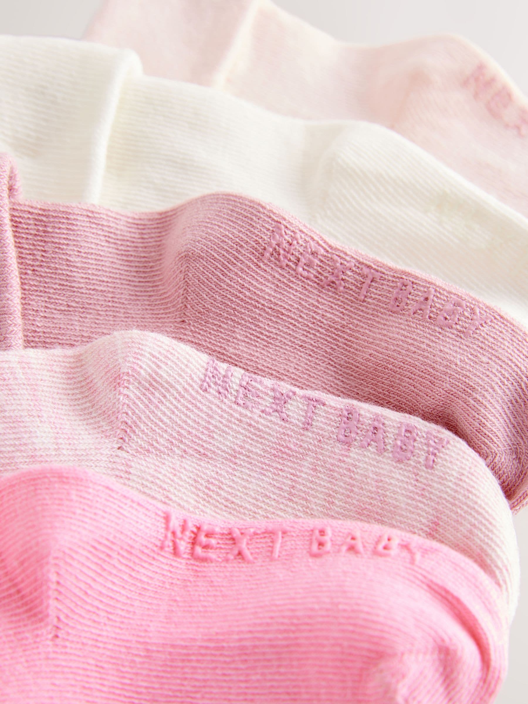 Roze - Set van 5 paar babysokken met omgerolde rand (0 mnd-2 jr)
