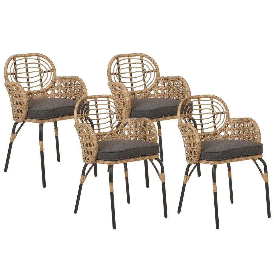 PRATELLO - Tuinstoel set van 4 - Naturel - Rotan