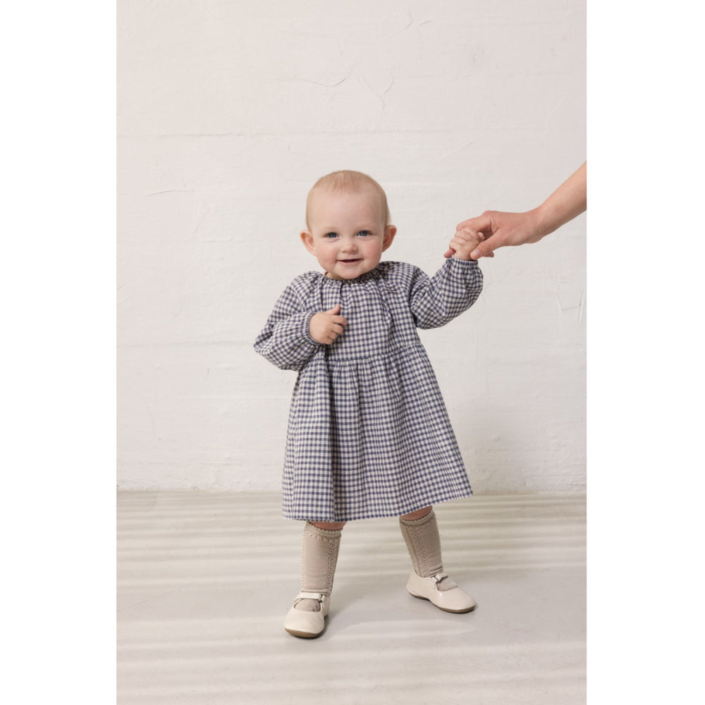 Køb MarMar Cotton Linen Marine Check Dawson B Kjole