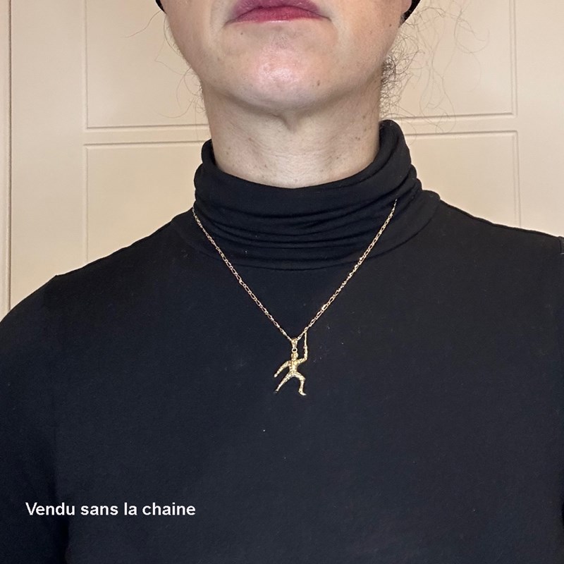 Pendentif escrimeur en garde - Plaqué or