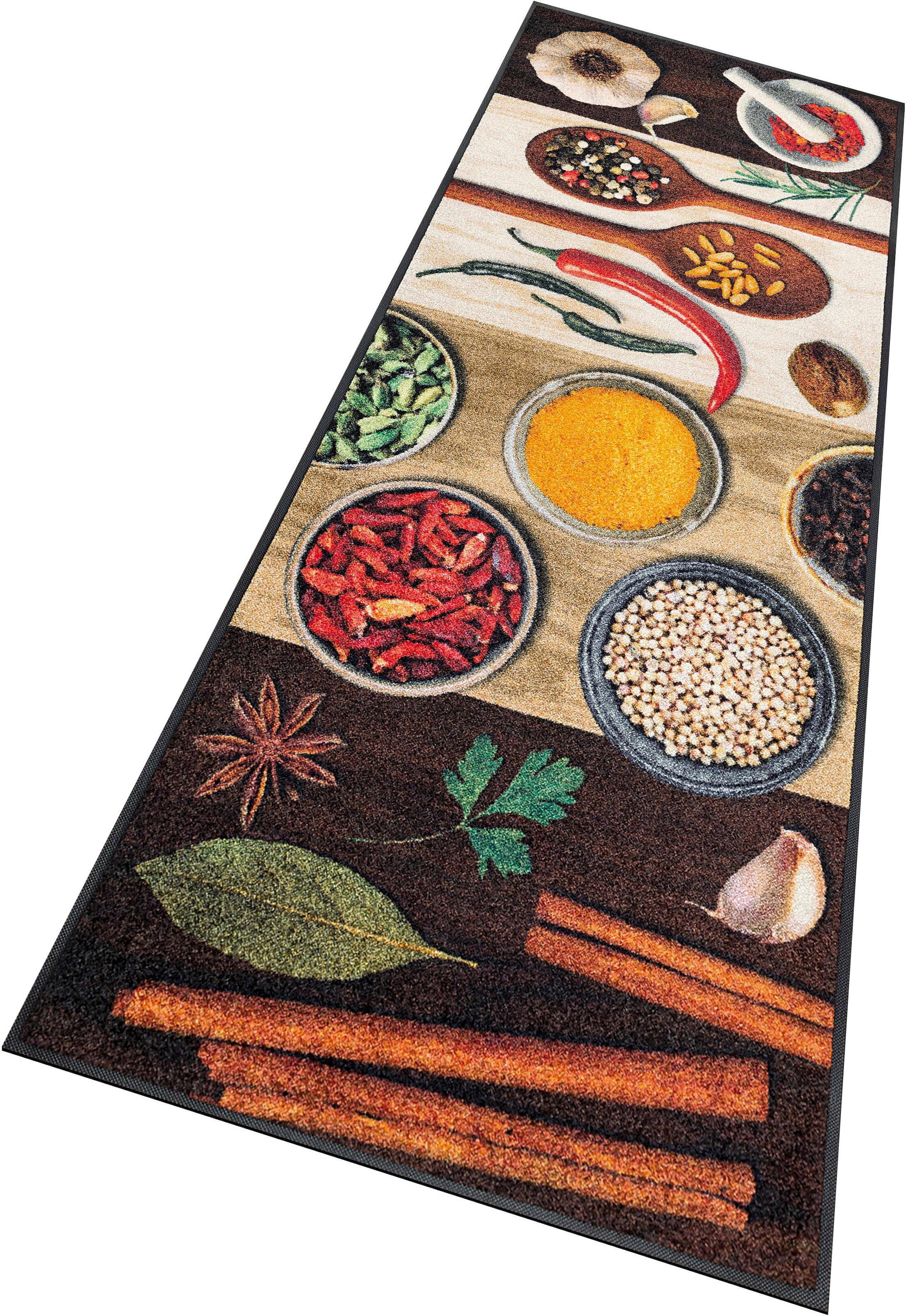 wash+dry by Kleen-Tex Küchenläufer »Hot Spices« rechteckig 9 mm Höhe Teppich, Motiv Gewürze, rutschhemmend, waschbar, Küche