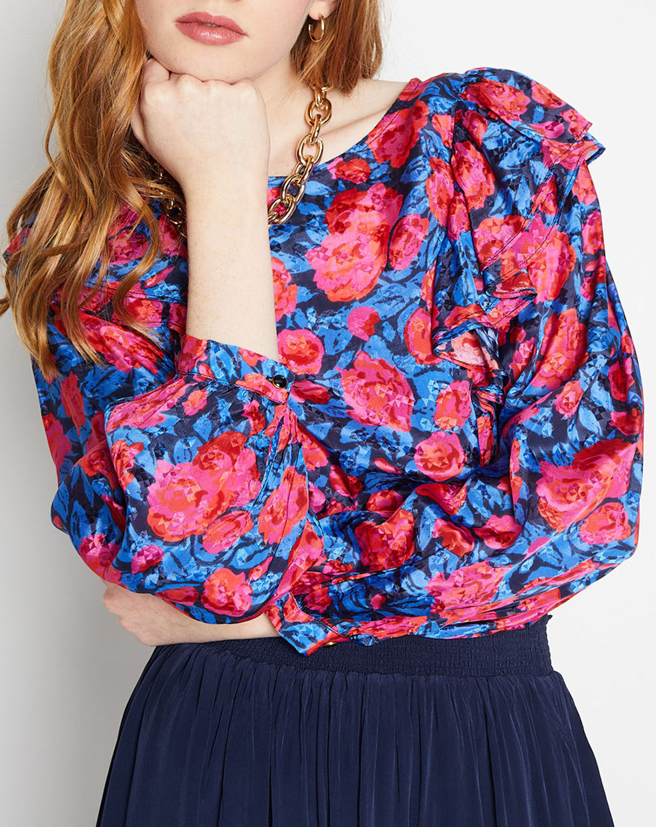 La Petite Etoile Blouse satinée Lexa rose/bleu