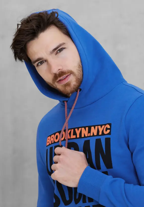 Kapuzensweatshirt mit Print - strong blue