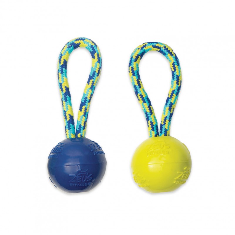 Brinquedo para cães Zeus Fitness Tug, 23 cm, feito de corda e TPR.