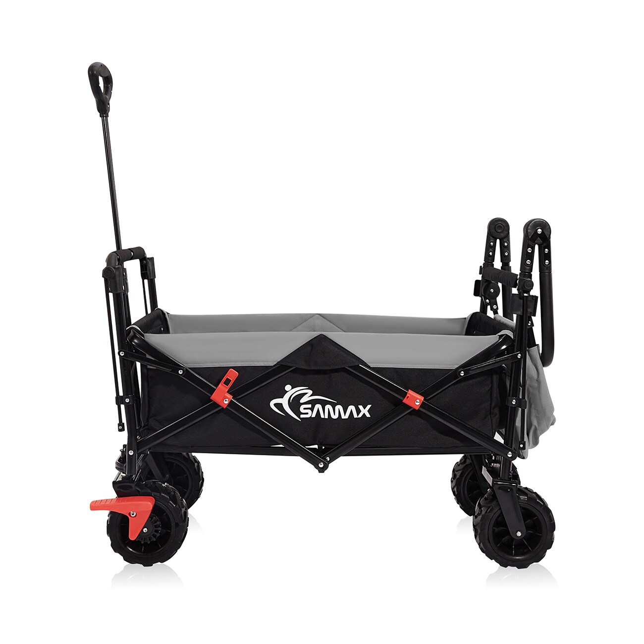 SAMAX Faltbarer Bollerwagen Offroad mit Dach - Schwarz / Grau