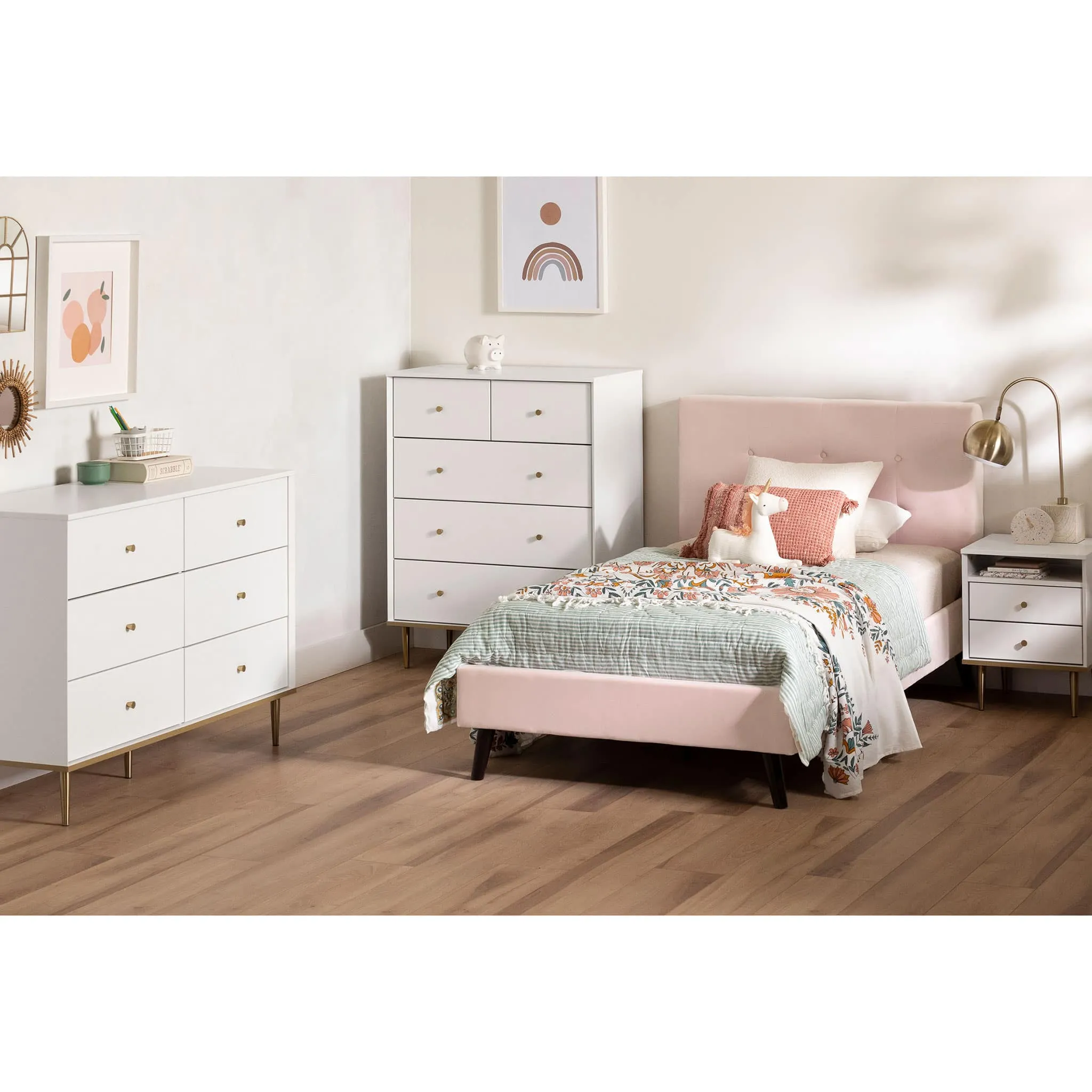 South Shore Bureau double 6 tiroirs - Dylane Blanc solide