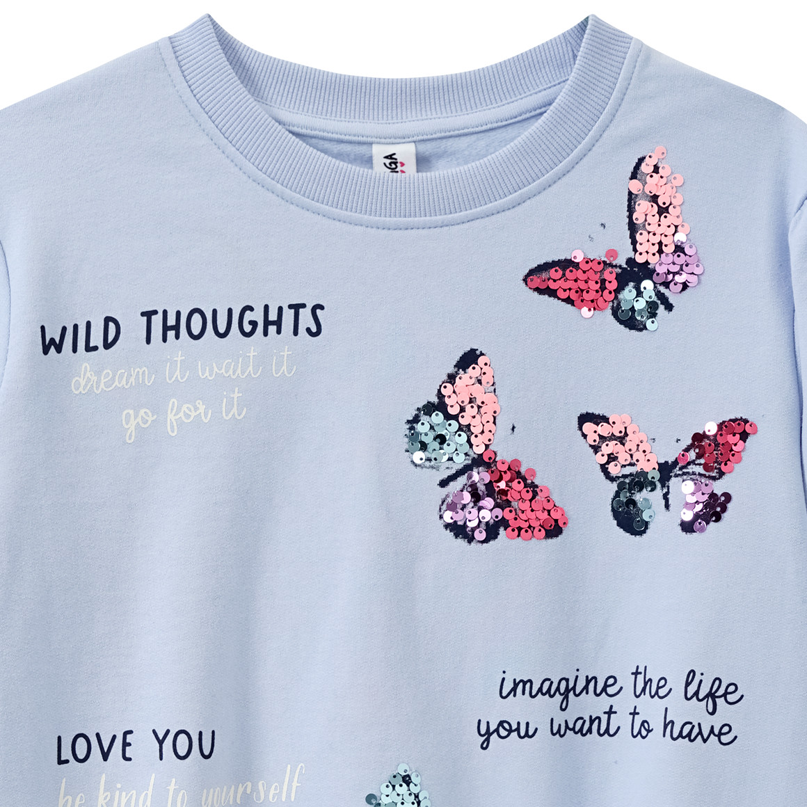 Yigga Mädchen Sweatshirt mit Pailletten hellblau