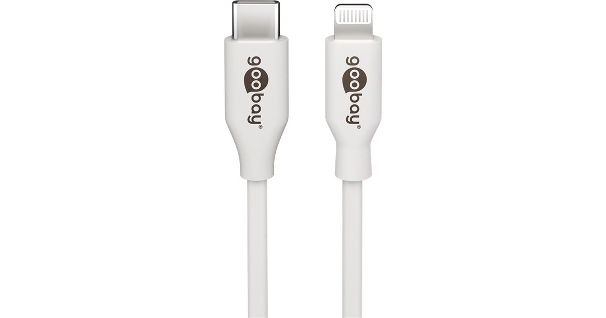 goobayLightning/USB-C PD oplaad set Nano (20 W)   (Wit, 1 meter)