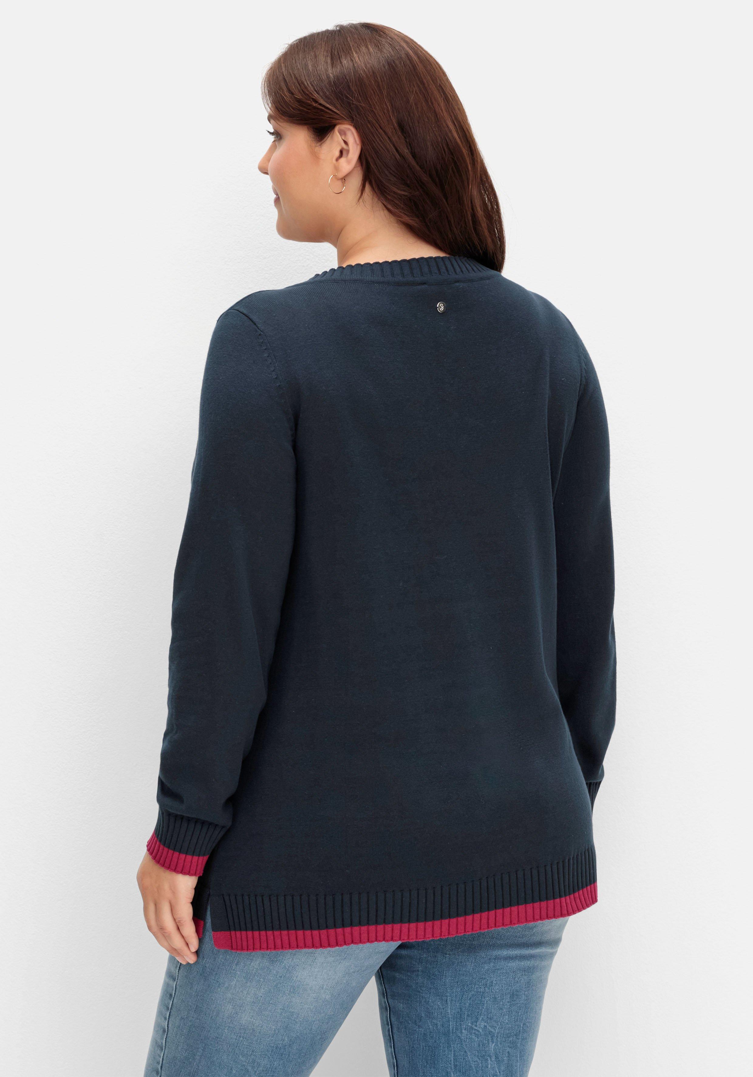 Pullover mit Wording im Intarsienstrick