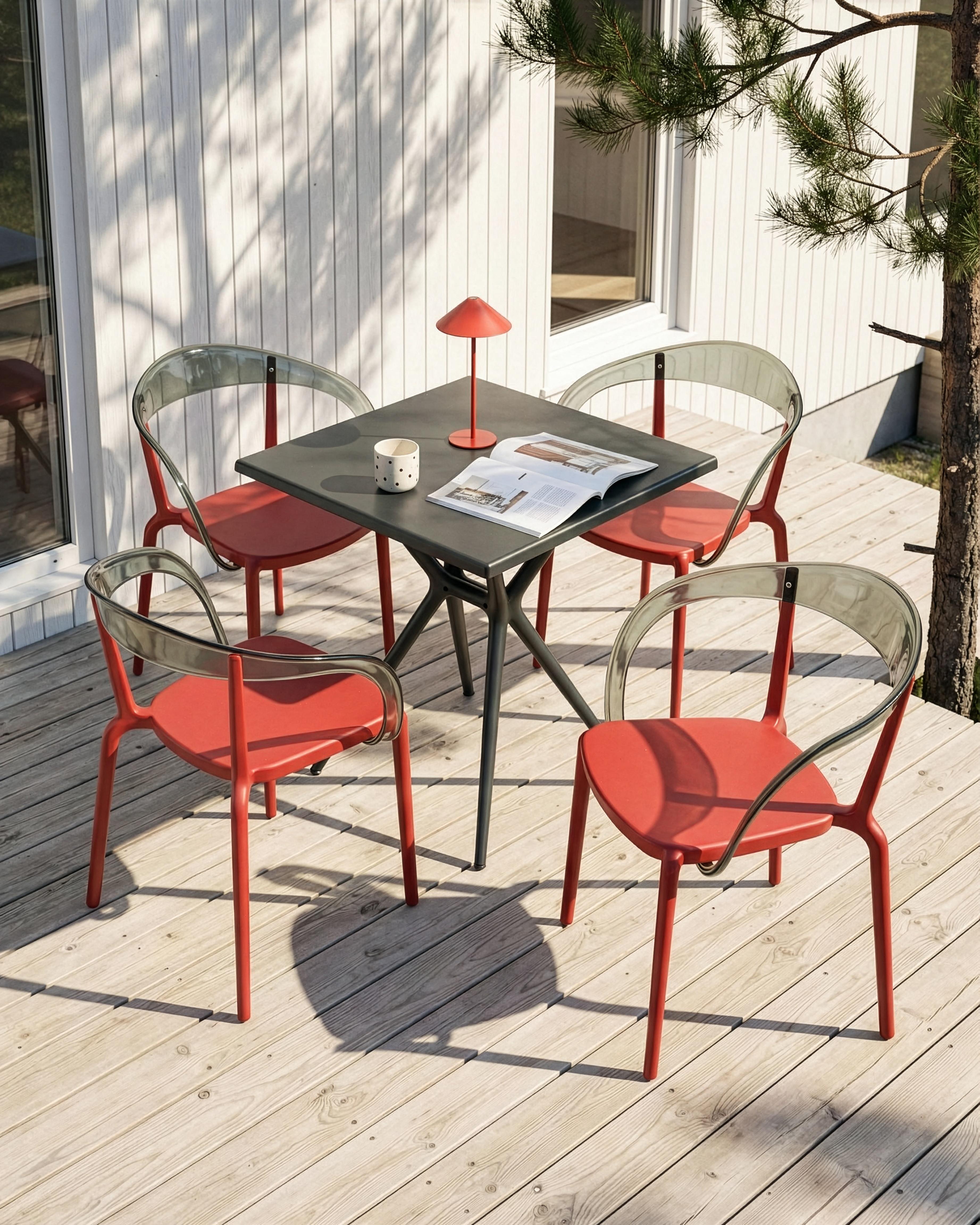 Set van 4 tuinstoelen MALEVIZI stapelbaar Rood