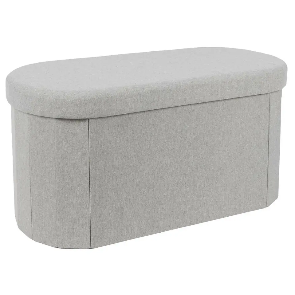 Home Deco - Poef - opbergbox - ovaal - grijs - 76 x 38cm