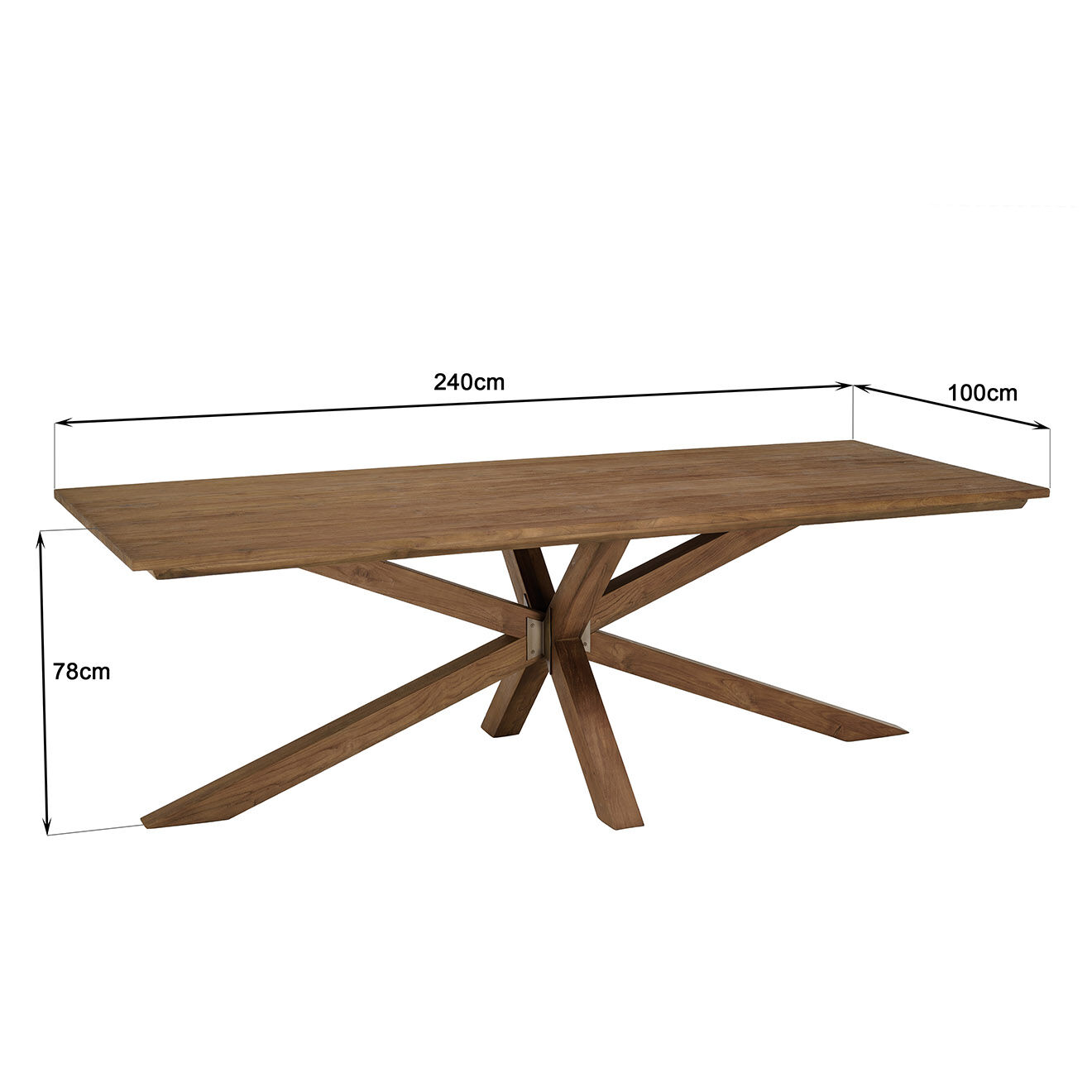 Macabane Table à manger rectangulaire en bois teck recyclé Sixtine bois - 240x100x78 cm