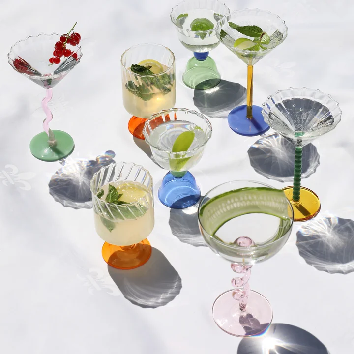 &klevering - Coupe Spiral Champagnerglas, 0,2 L, grün (2er-Set)
