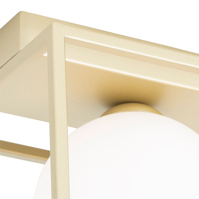 Design plafondlamp goud met wit glas 2-lichts - Aniek