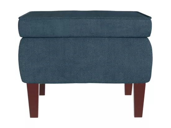 Chaise à bascule avec pieds en bois et tabouret Bleu Velours