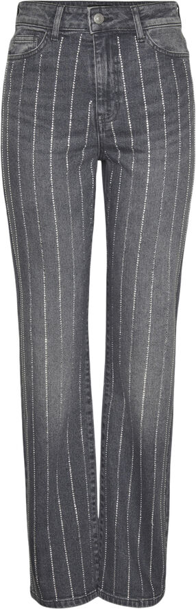 Pieces PCSIFFI HW RHINESTONE JEANS Grey denim/rhinestone