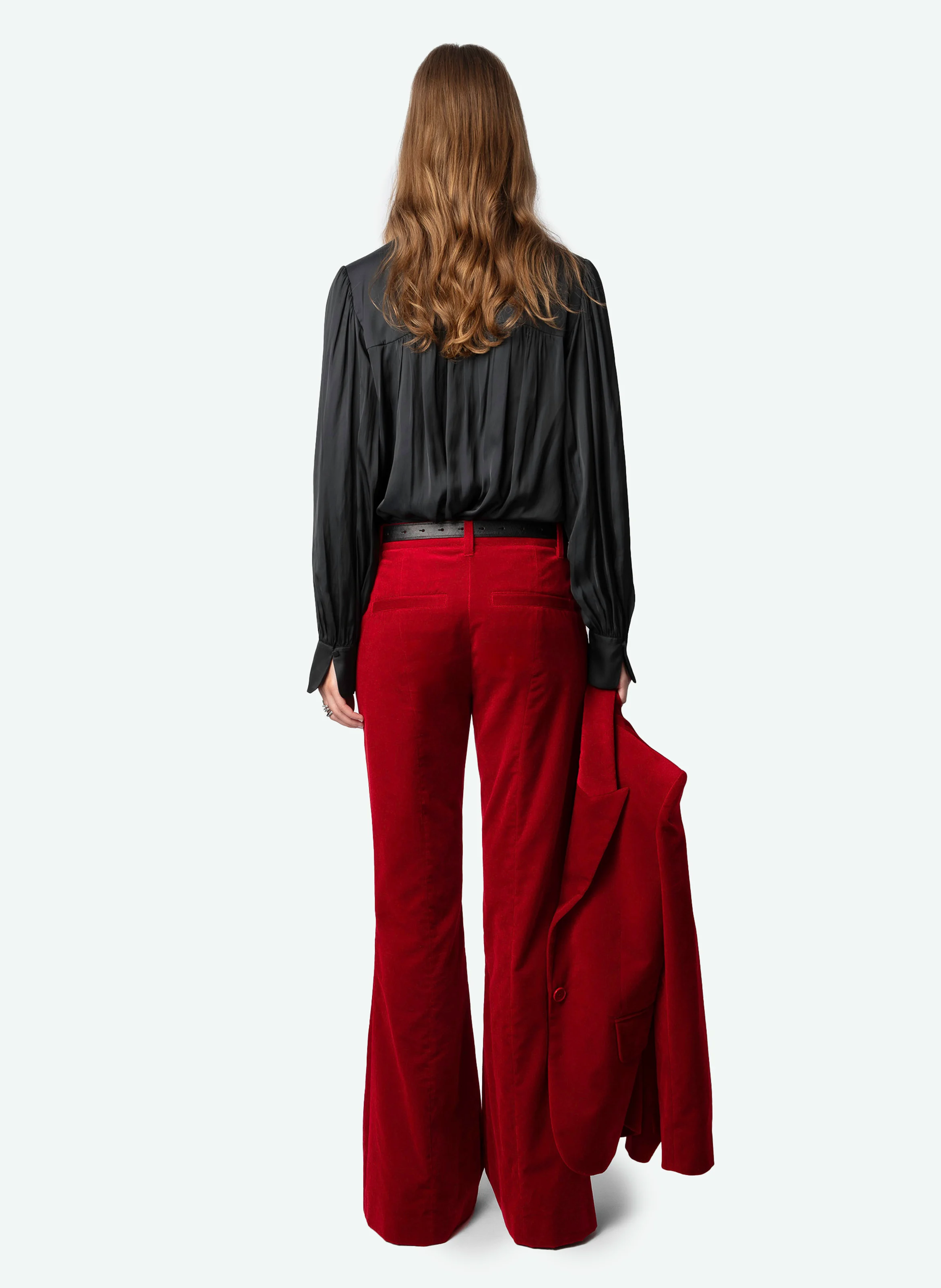 PREVY - Pantalon velours en coton | Rouge