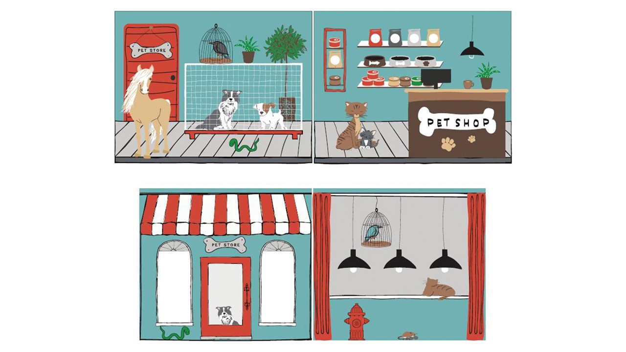 Gordijnen Pet shop Pino/Scott blauw