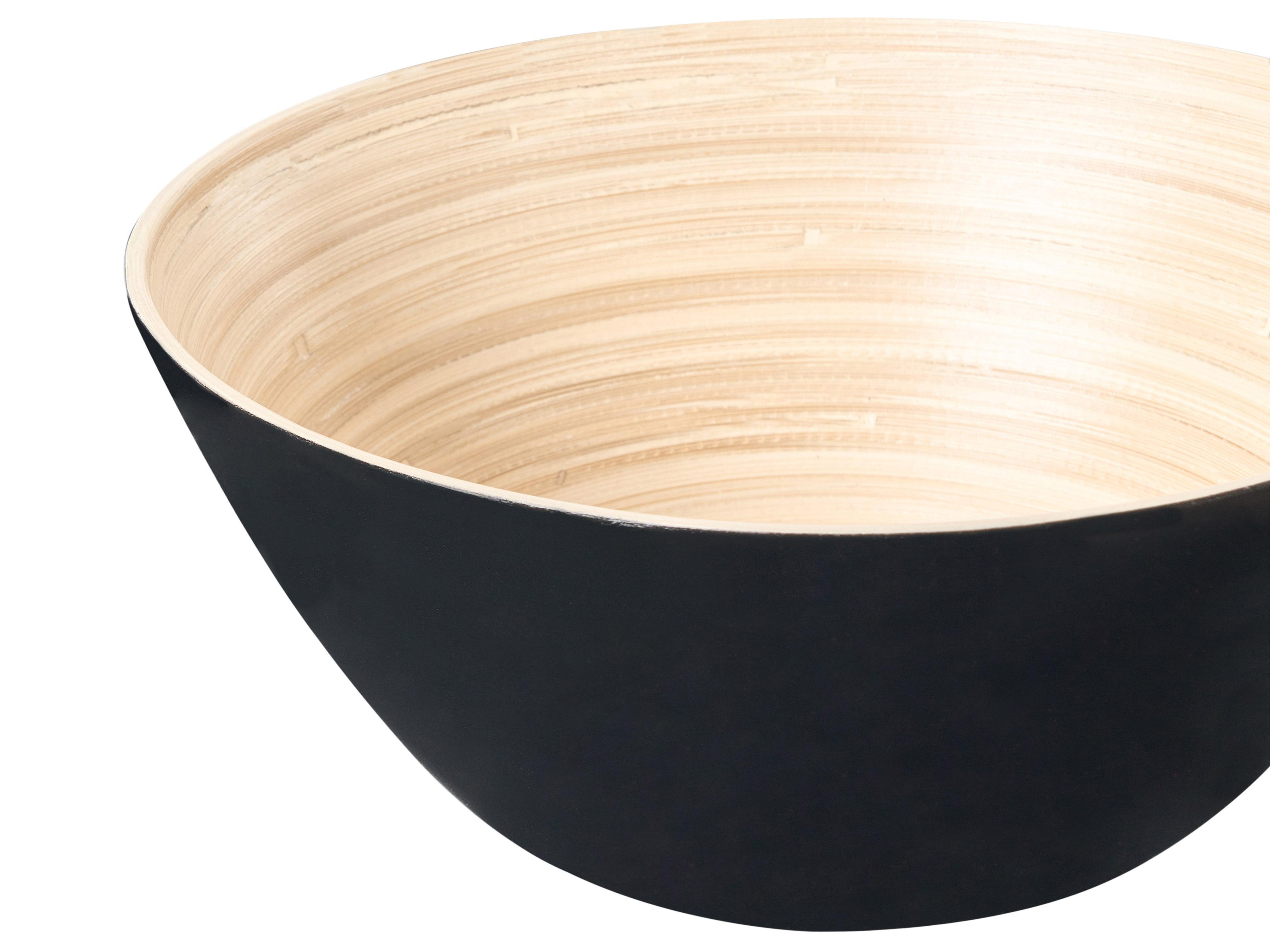 Set van 3 decoratieve schalen BONHEUR Bamboehout Zwart