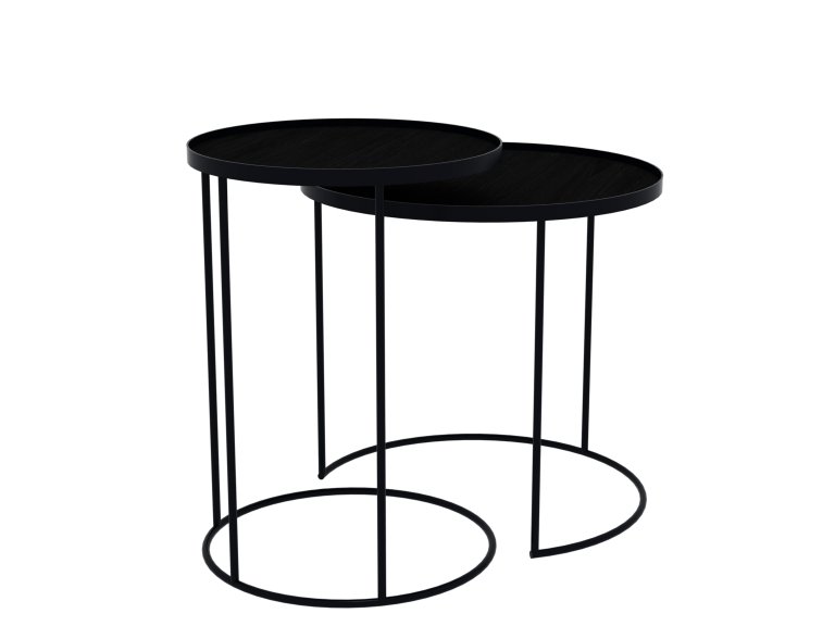 Ethnicraft Tray round bijzettafel S/L set van 2