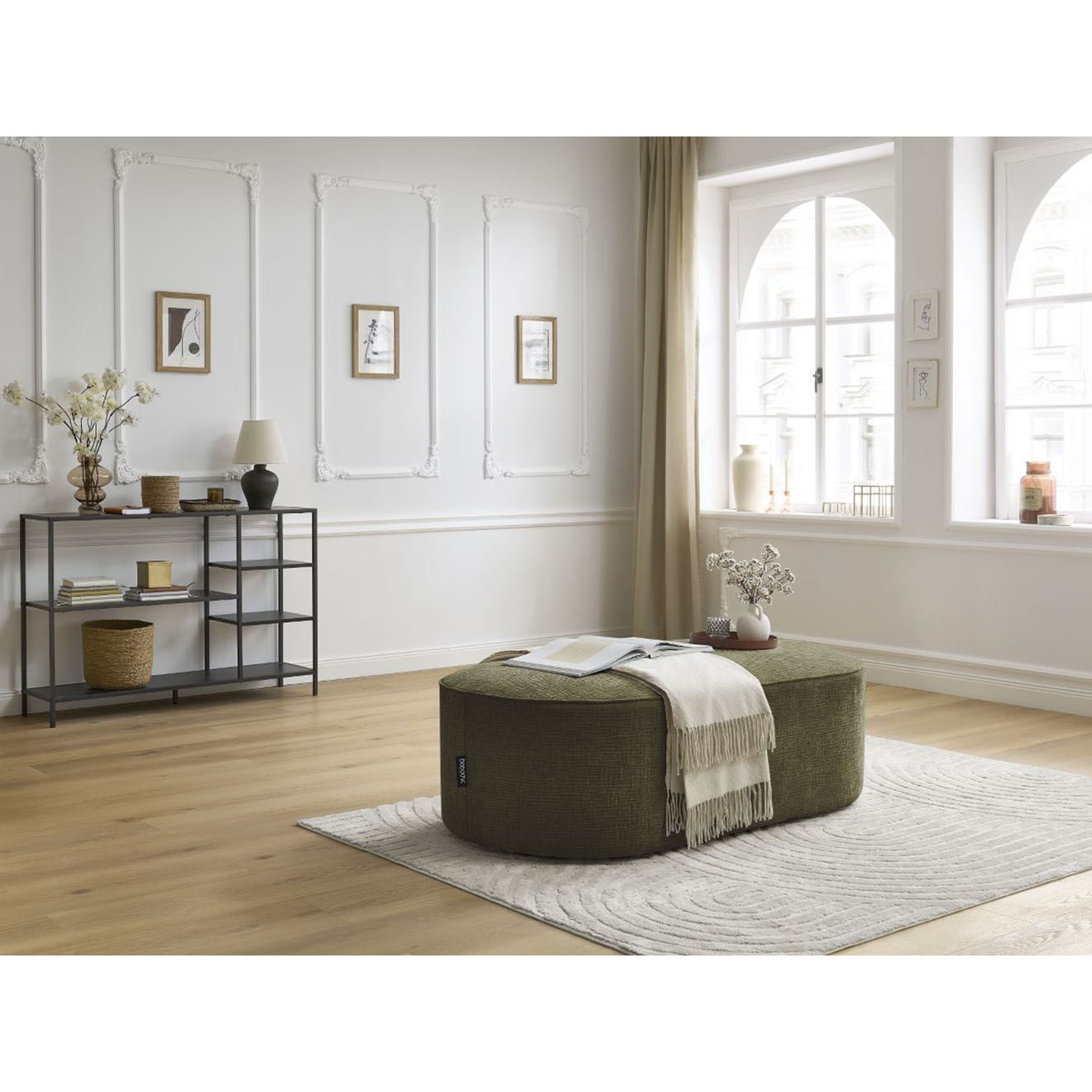 Bobochic Pouf pour canapé modulable Rousseau texturé vert - 140x70x45 cm