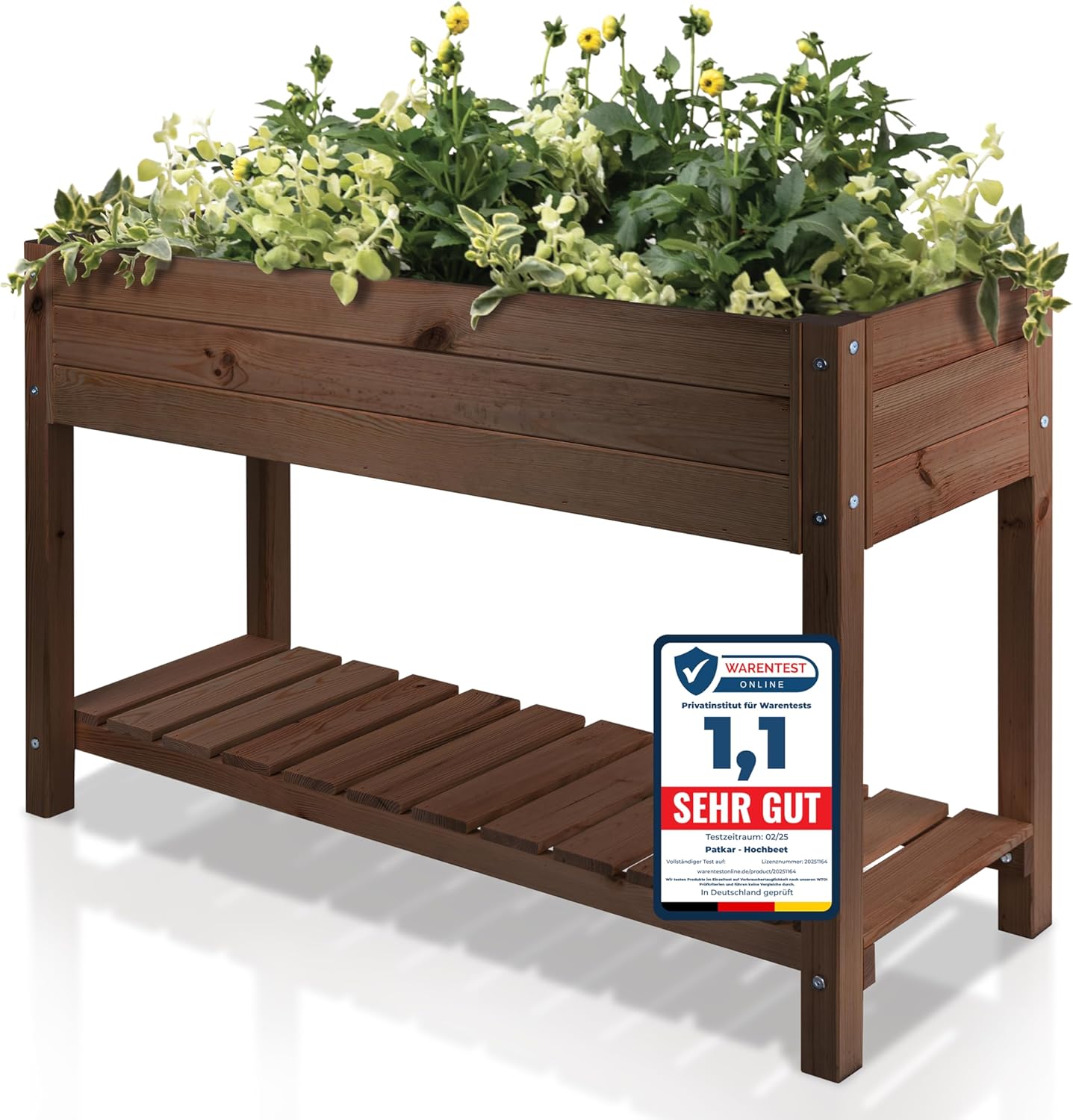 PATKAR 117x40x78cm Hochbeet Holz [RÜCKENSCHONENDE HÖHE] - Premium hochbeet Balkon oder Garten (Made in Europe) - Pflanzkasten Hochbeete-Kit - Kräuterbeet Balkon Hochbeet - Hochbeete für Garten Holz
